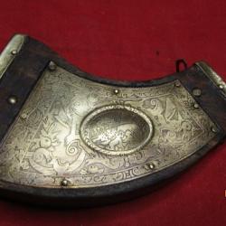 Belle POIRE A POUDRE fab ITALIENNE décor romantique gravé biface LOUVE ROMAINE REMUS ROMULUS  XIX°