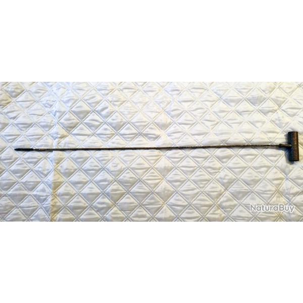 Ancienne baguette de chargement et nettoyage pour ancien fusil, longueur 89cm