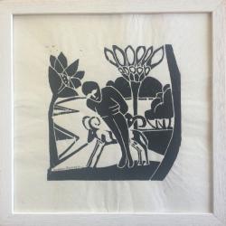 Le magnolia,2001.Ruben HERRERA,Argentin n&eacute; en 1941.Gravure sur bois sign?e et encadr&eacute;e