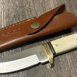 Couteau Celtique Lame Acier Inox Manche Os Etui Cuir