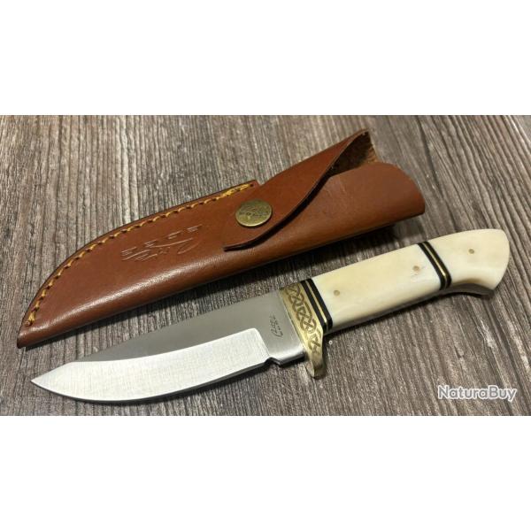 Couteau Celtique Lame Acier Inox Manche Os Etui Cuir