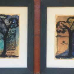Portraits d'arbre,1997.Frédérique CHEMIN,née en 1957.Aquarelle et encre signées et encadrées.