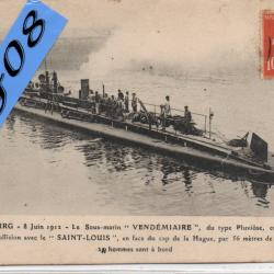 CPA - Marine de Guerre - CHERBOUR - 8 Juin 1912 Le Sous-Marin " vend&eacute;miaire " - N&deg;4442