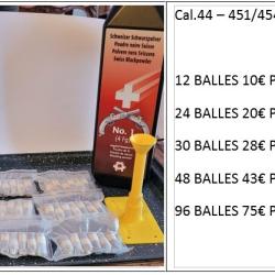 96 Balles papier cal 44-1.1g PN - boulet 454/451 75� - 6 gratuites &agrave; partir de 50� d'achat