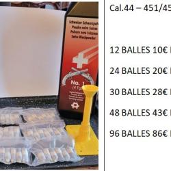 30 Balles papier cal 44.1.1g PN SUISSE 1 - boulet 454/451 28 PORT GRATUIT