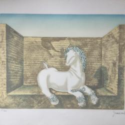 Le cheval,1970. Carlo GUASIENTI,n&eacute; en 1923.Eau-forte aquatinte sign&eacute;e