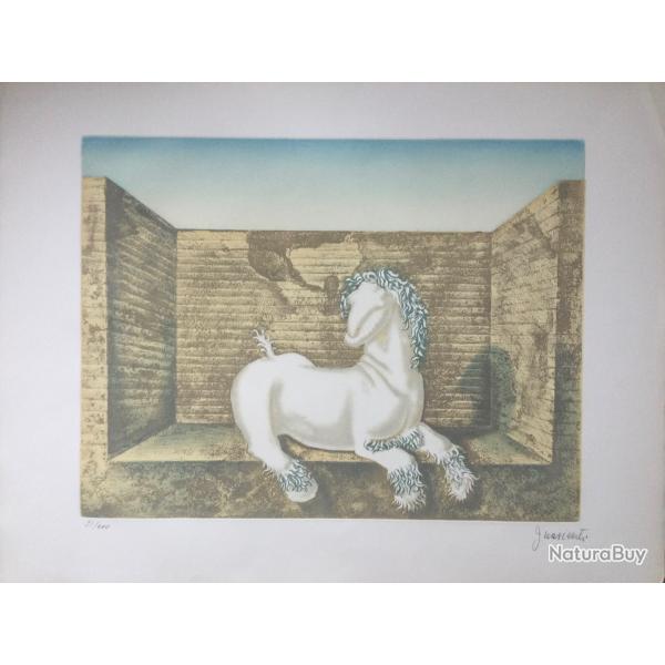 Le cheval,1970. Carlo GUASIENTI,n� en 1923.Eau-forte aquatinte sign�e