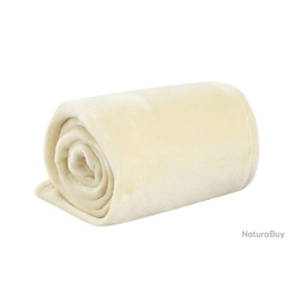 Couverture polyester 130x170 cm crme chaude douce
