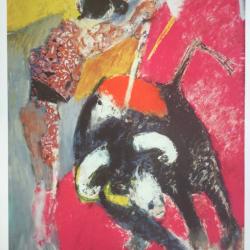 Tauromachie. Bernard LORJOU ( 1908-1986).Lithographie originale sign&eacute;e.