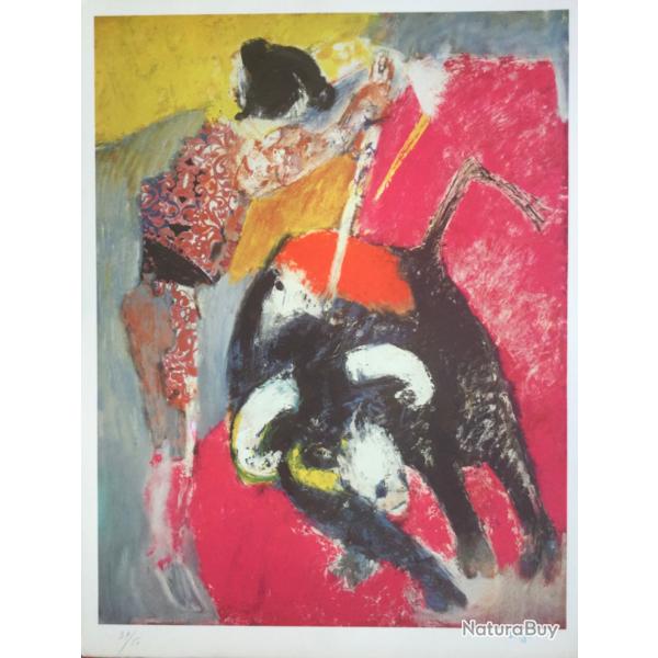 Tauromachie. Bernard LORJOU ( 1908-1986).Lithographie originale sign�e.