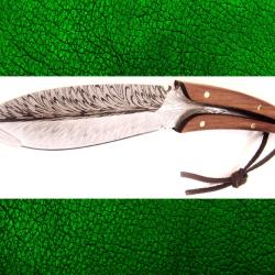 * ORIGINAL COUTEAU FIXE * LAME DÉCORÉE * MANCHE BOIS * ÉTUI * NEUF *