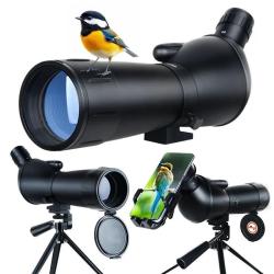 Longue Vue 20-60x60 Coud&eacute;e Tr&eacute;pied Lunette Rep&eacute;rage pour Tir Sportif Chasse Observation Nature Noir