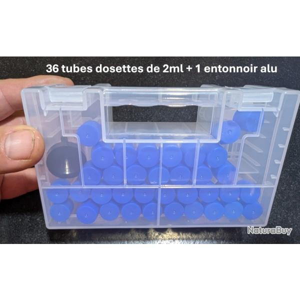 KIT DE CHARGEMENT POUDRE NOIRE 36 TUBES DOSETTES 2ml + 1 ENTONNOIR ALU