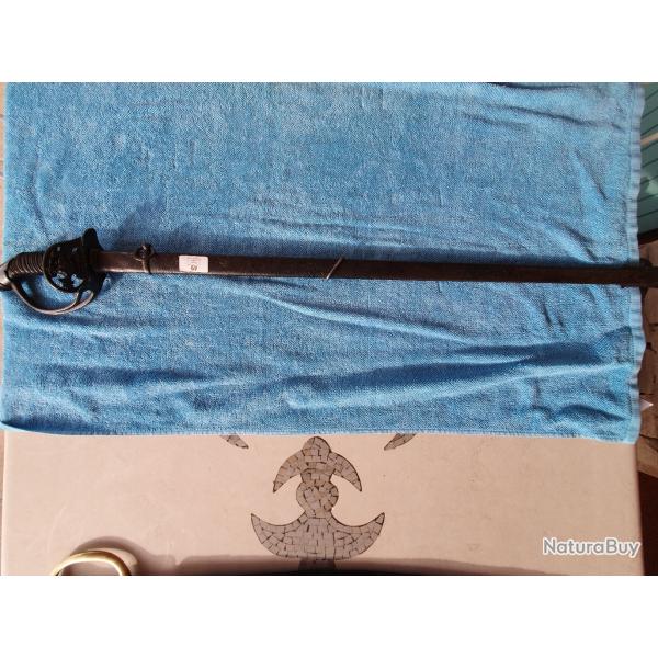 Sabre, royaume de Prusse, modle 1889, clavier articul avec fourreau, en trs bel tat