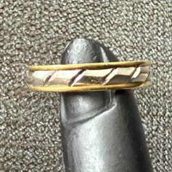 Anneau or jaune & blanc 18 carats - taille 57 - bague - alliance