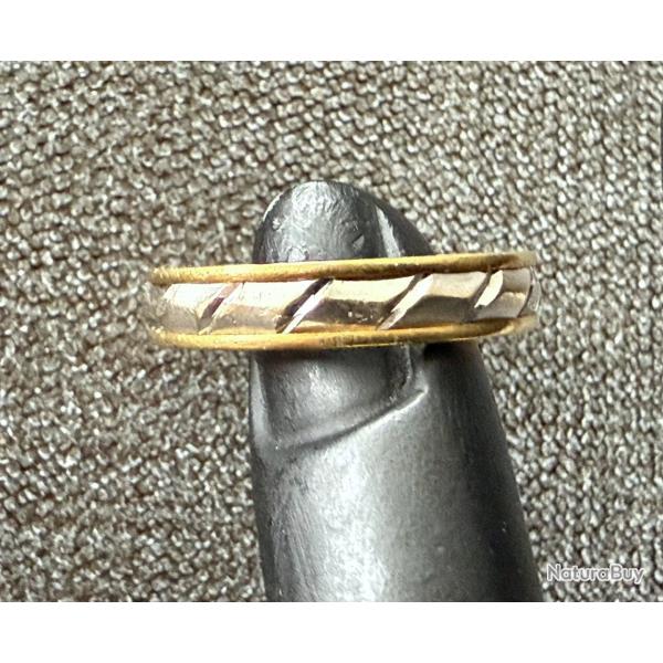 Anneau or jaune & blanc 18 carats - taille 57 - bague - alliance