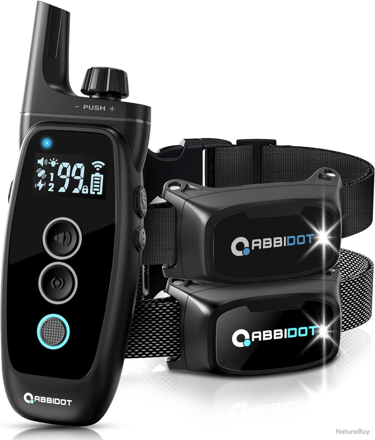 ABBIDOT Collier de Dressage pour Chien - Veilleuse et 4 Modes de Dressage, Bip, Vibration et Stimulation, IPX7 étanche Rechargeable Collier Electrique 2 Chiens pour Petits et Grands Chiens (6-55 kg ABBIDOT Collier de Dressage pour Chien - Veilleuse et 4 Modes de Dressage, Bip, Vibration et Stimulation, IPX7 étanche Rechargeable Collier Electrique 2 Chiens pour Petits et Grands Chiens (6-55 kg