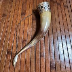 CORNE A BOIRE TRADITIONNELS RUSSE EN CORNE NATURELLES ET ARGENT RUSSE IMPÉRIALE 875/1000 Poinçons