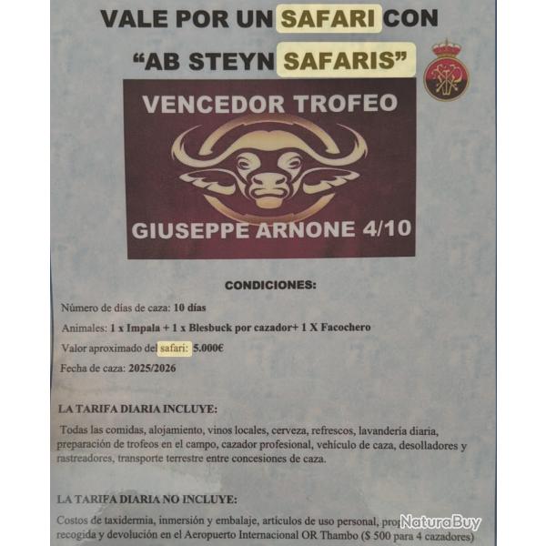 1 voyage de chasse Safari en Afrique du sud