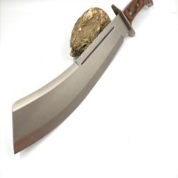 GRANDE Machette avec Manche en Bois Pakkawood Lame en Acier Inox et Etui en Nylon