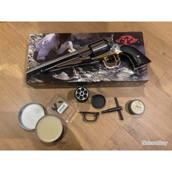 Ensemble Rplique REMINGTON 1858, PIETTA New Model Army Inox cal 44 + accessoires