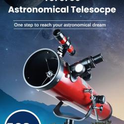 Télescope Astronomique Réflecteur 76 mm Grossissement 583x Trépied Aluminium + Adaptateur Smartphone