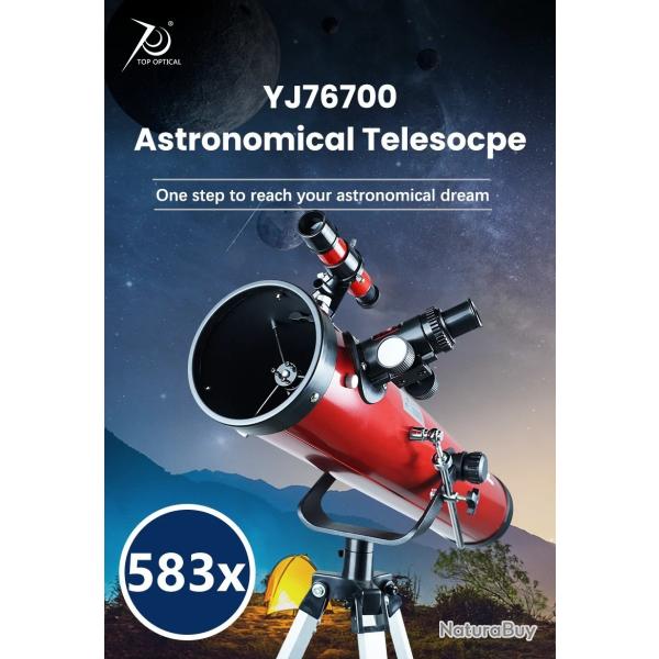 Tlescope Astronomique Rflecteur 76 mm Grossissement 583x Trpied Aluminium + Adaptateur Smartphone