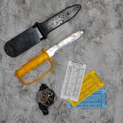 LOT COLLECTOR PLONGÉE PRO 1970'S - Spirotechnique Aquadag + Profondimètre + Tables COMEX Pro 1974