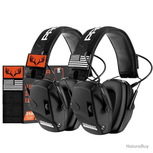 2 X Casques Antibruit �lectronique Protection Auditive Tir  Chasse R�duction du Bruit NRR 22dB Noir
