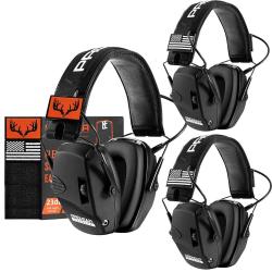 3 X Casques Antibruit &Eacute;lectronique Protection Auditive Tir  Chasse R&eacute;duction du Bruit NRR 22dB Noir