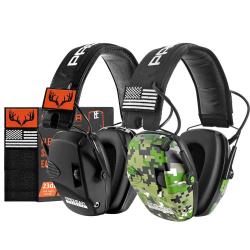 2 X Casques Antibruit &Eacute;lectronique Protection Auditive Tir Chasse R&eacute;duction Bruit NRR 22dB Noir/Camo