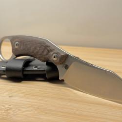 LionSteel H1 Skinner CVG Green Canvas Micarta couteau fixe, Tommaso Rumici kydex M390
