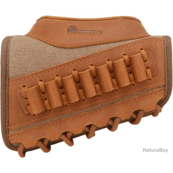 BUSC DE CROSSE AVEC CARTOUCHIRE CALIBRE .38, .357, .30-30, etc. - CUIR ET TOILE - BEIGE - LIVRAISON