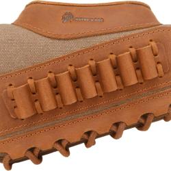 CARTOUCHIÈRE DE CROSSE CALIBRE .38/.357/.30-30 EN CUIR ET TOILE - BEIGE - LIVRAISON GRATUITE