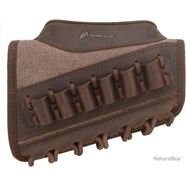 BUSC DE CROSSE CARTOUCHI�RE CALIBRE .308/.44/.30-06 - CUIR ET TOILE - MARRON - LIVRAISON GRATUITE