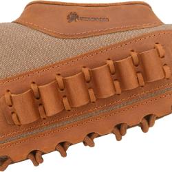 CARTOUCHIÈRE DE CROSSE CALIBRE .308/.44/.30-06 EN CUIR ET TOILE - BEIGE - LIVRAISON GRATUITE
