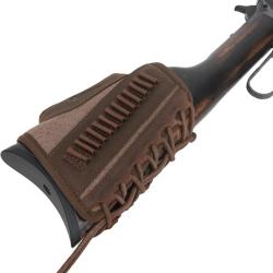 CARTOUCHI&Egrave;RE DE CROSSE CALIBRE 22LR EN CUIR ET TOILE - MARRON - LIVRAISON GRATUITE