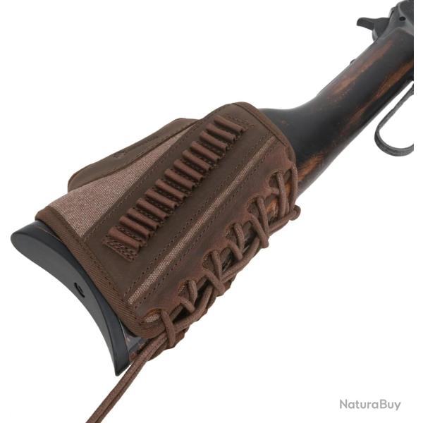 CARTOUCHI�RE DE CROSSE CALIBRE 22LR EN CUIR ET TOILE - MARRON - LIVRAISON GRATUITE