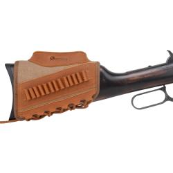 CARTOUCHI&Egrave;RE DE CROSSE CALIBRE 22LR EN CUIR ET TOILE - BEIGE - LIVRAISON GRATUITE