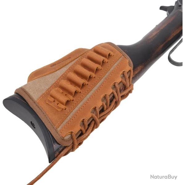CARTOUCHIRE DE CROSSE CALIBRE .38/.357/.30-30 EN CUIR ET TOILE - BEIGE - LIVRAISON GRATUITE