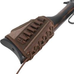 BUSC DE CROSSE CARTOUCHIÈRE CALIBRE .308/.44/.30-06 - CUIR ET TOILE - MARRON - LIVRAISON GRATUITE