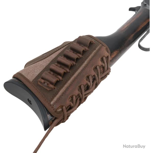 BUSC DE CROSSE CARTOUCHI�RE CALIBRE .308/.44/.30-06 - CUIR ET TOILE - MARRON - LIVRAISON GRATUITE