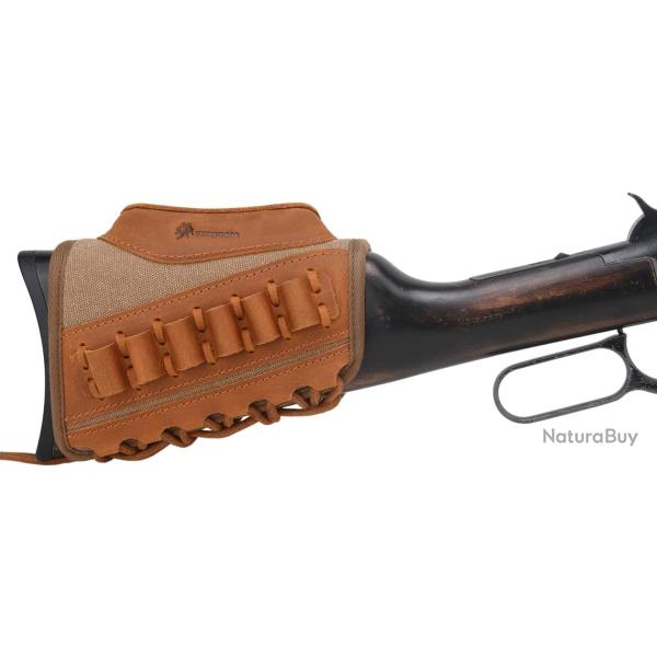 CARTOUCHI�RE DE CROSSE CALIBRE .308/.44/.30-06 EN CUIR ET TOILE - BEIGE - LIVRAISON GRATUITE