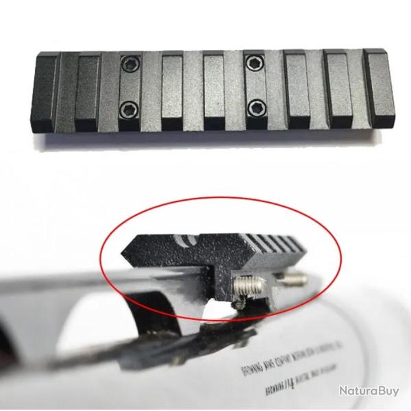 Rail 21mm weaver picatinny pour bande ventile en aluminium longueur 85mm - LIVRAISON OFFERTE