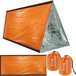 Lot de 2 couvertures de survie réutilisables 213 x 91 cm - Orange
