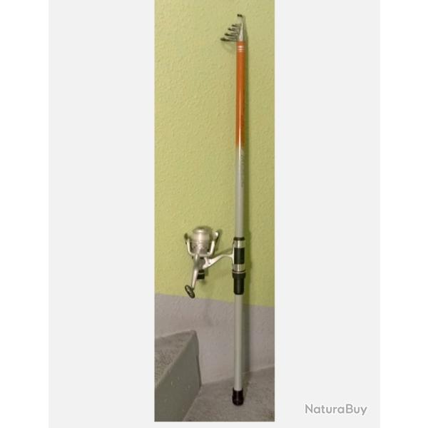 Marque franaise moulinet + grande canne 3m. Bobine remplie de fil. Ensemble prt  pcher