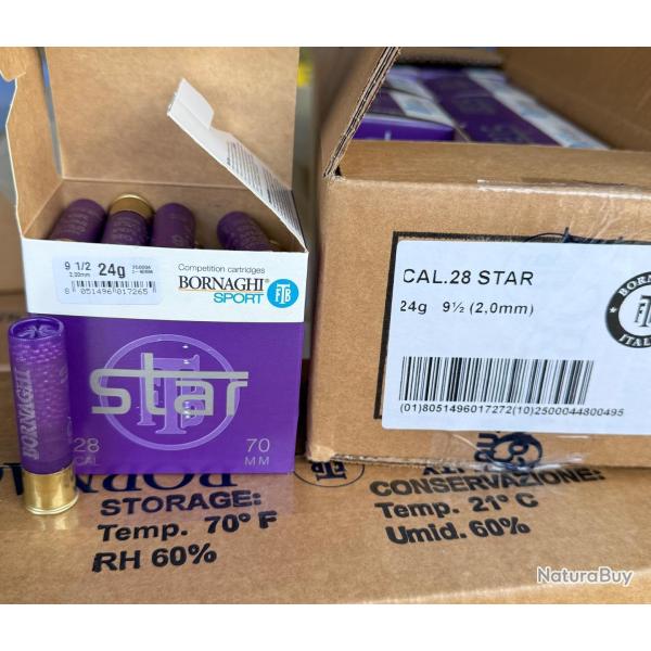 1 Ct de 250 cartouches Bornaghi Calibre 28 star 24g plombs 7.5 ou 9.5 bien lire les frais de port