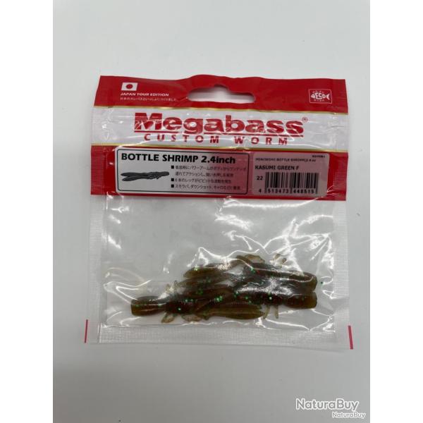 Leurre souple megabass bottle shrimp 2,4" kasumi green X3