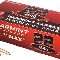 BALLES HORNADY , V-MAX 30GR , Calibre:22WMR. Lot de 100 cartouches.