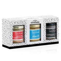 Assortiment de 3 terrines (poisson, viande, l&eacute;gumes) - Lot de 3 verrines